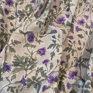 Shower curtain, full size, quality grommets. Lavender, sage green pops of red